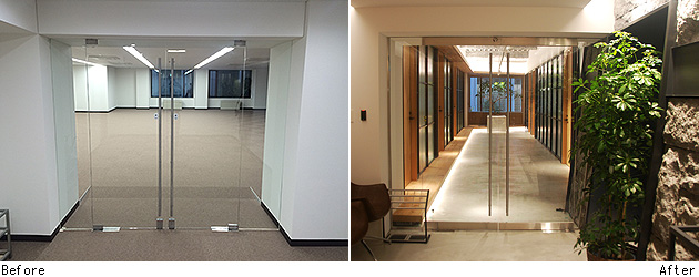 日本リート投資法人オフィス：エントランスから会議室エリア