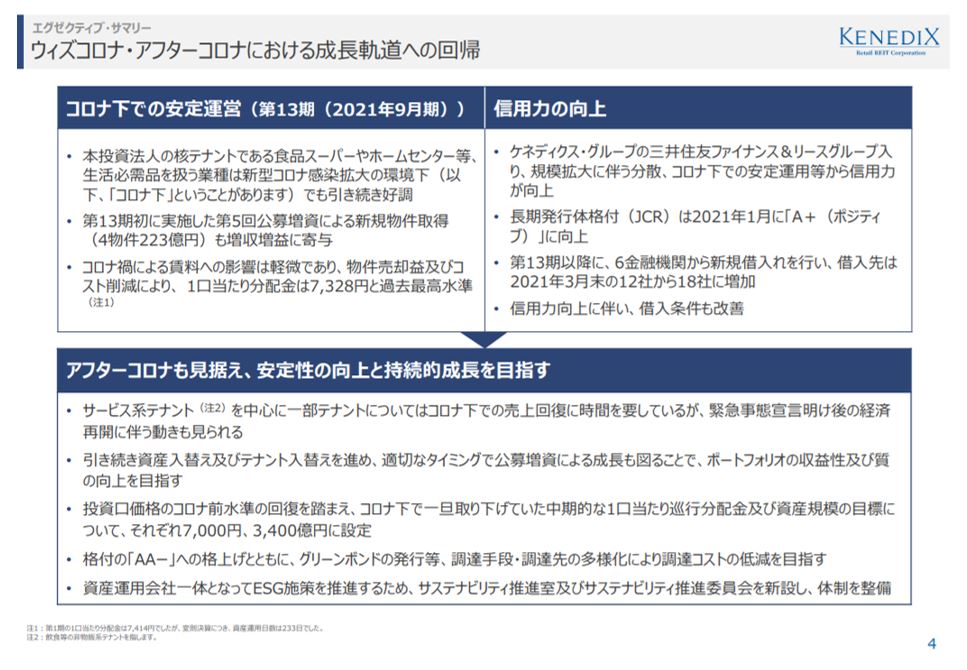 ケネディクス商業リート投資法人決算説明会拾い読み