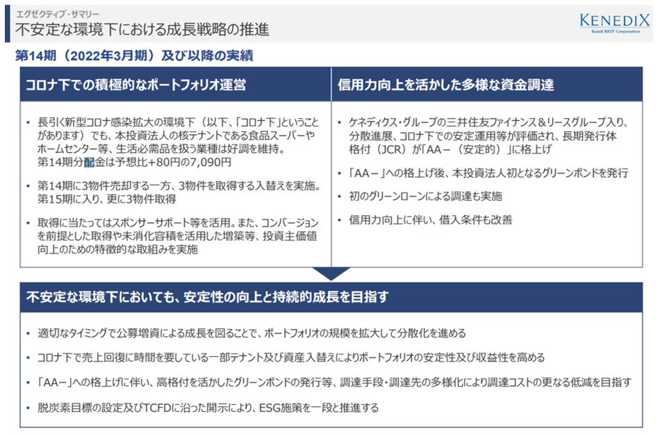 ケネディクス商業リート投資法人決算説明会拾い読み